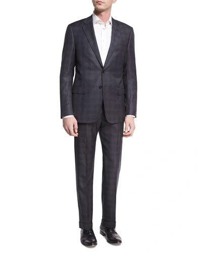 Giorgio Armani Plaid Wool-silk Two-piece Suit, Gray