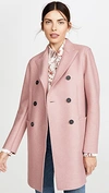 Harris Wharf London Short Double Breasted Coat In Old Rose