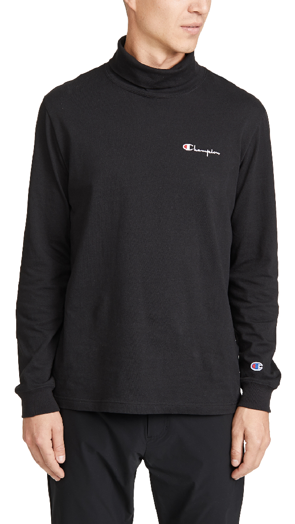 Download Champion Mock Neck Long Sleeve T-shirt In Black | ModeSens