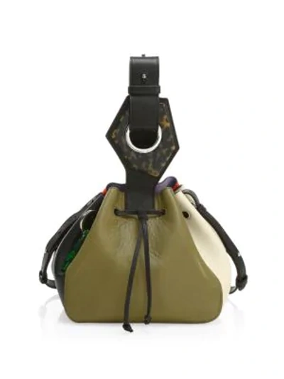 Ganni Women's Small Colorblock Leather Bucket Bag In Neutral