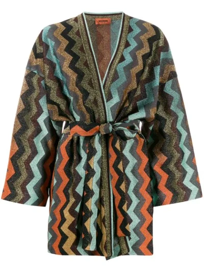 Missoni Oversized Zigzag Belted Cardigan In Sm0tt