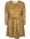 Derek Lam 10 Crosby Printed Godet Skirt Chiffon Dress In Yellow