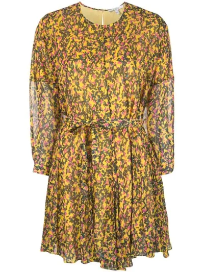 Derek Lam 10 Crosby Printed Godet Skirt Chiffon Dress In Yellow