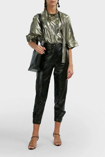 Rejina Pyo Leon Faux Leather Trousers In Black