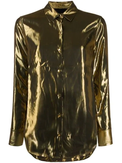 Equipment Burnel Metallic Silk Blouse In Metallic Gold