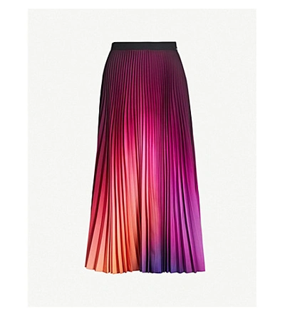 Mary Katrantzou Marble-print Pleated Crepe Midi Skirt In Multi Fade