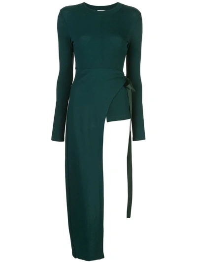 Rosetta Getty Draped Asymmetric Stretch-cotton Jersey Wrap Top In Forest Green