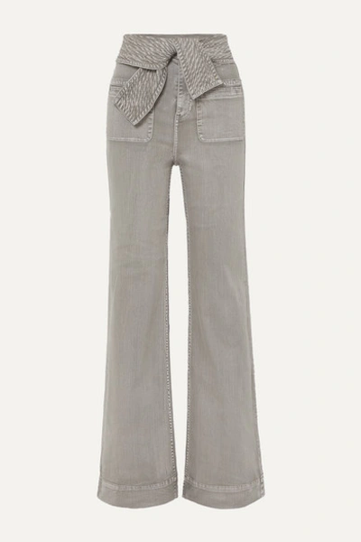 Ulla Johnson Wade Belted High-rise Wide-leg Jeans In Grey