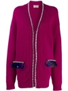 Christopher Kane Oversized Embellished Wool Cardigan In Pink