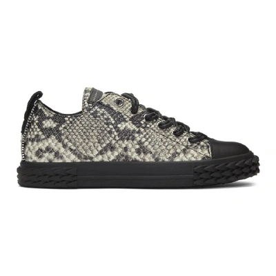 Giuseppe Zanotti Men's Snake-embossed Leather Low-top Sneakers In Roccia/ Natural
