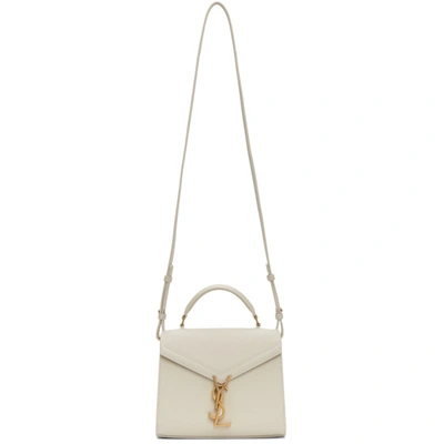 Saint Laurent Mini Cassandra Leather Top Handle Bag In Neutrals