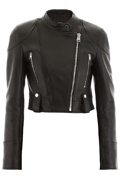 Pinko Asymmetric Zip Biker Jacket In Black