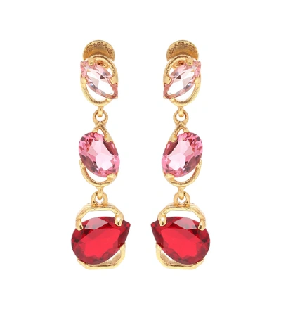 Oscar De La Renta Crystal-embellished Drop Earrings In Pink