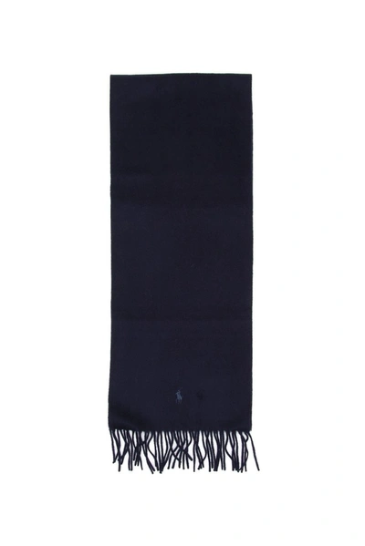 Polo Ralph Lauren Embroidered Logo Scarf In Navy
