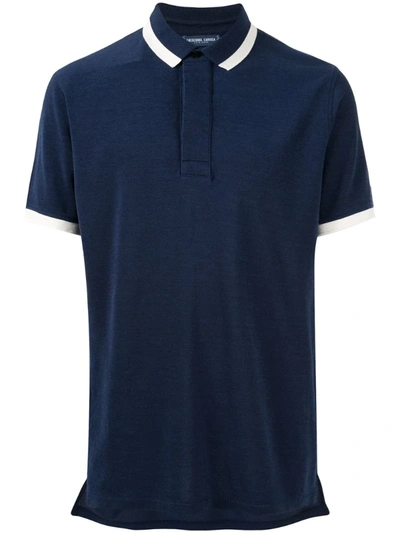 Frescobol Carioca Ribbed Bi-coloured Polo Shirt In Blue