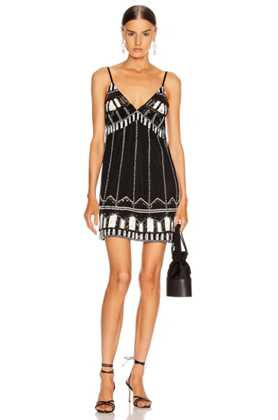 Alexis Jayna Beaded Mini Dress In Black Embroidery