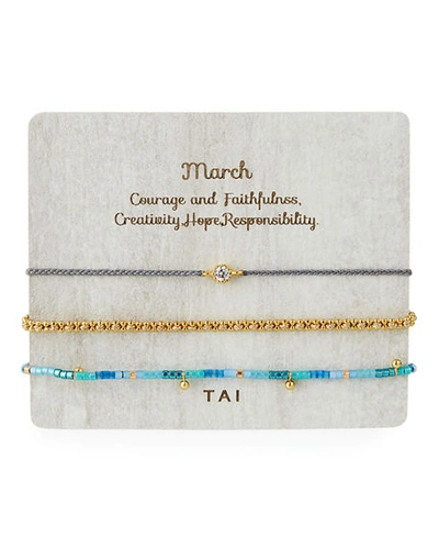 Tai Personalized Birthday Bracelets, Set Of 3 In Light Blue
