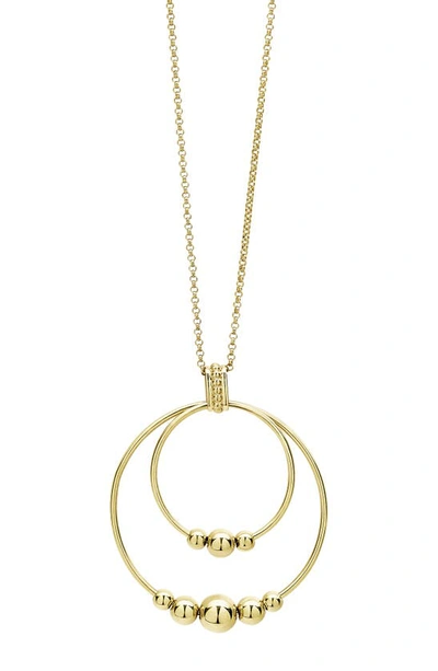 Lagos 18k Yellow Gold Caviar Gold Rolo Chain Pendant Necklace, 16-18