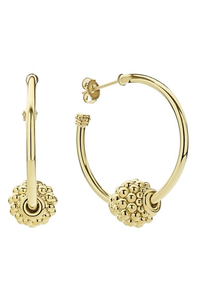 Lagos 18k Yellow Gold Caviar Gold Beaded Hoop Earrings