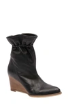 Andre Assous Women's Sol Cinched Wedge Heel Boots In Black Leather