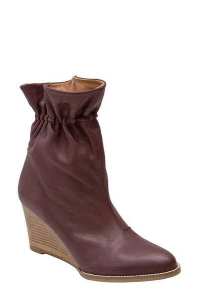 Andre Assous Women's Sol Cinched Wedge Heel Boots In Wine Leather