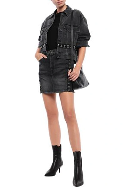 3x1 Corset Embellished Denim Mini Skirt In Charcoal
