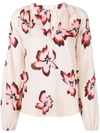 A.l.c Floral-print Silk-crepe Blouse In Neutrals