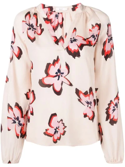 A.l.c Floral-print Silk-crepe Blouse In Neutrals