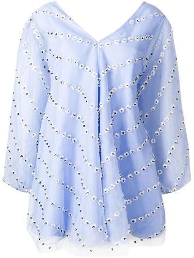 Ganni Rosenfeld Embellished Tulle Mini Dress In Blue