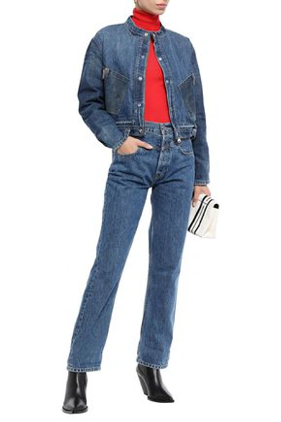 Re/done High-rise Straight-leg Jeans In Mid Denim