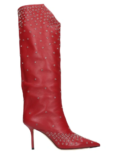 Jimmy Choo Brelan 85 High Heels Boots In Red Leather