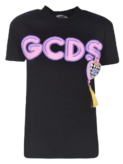 Gcds Logo Print T-shirt In Black