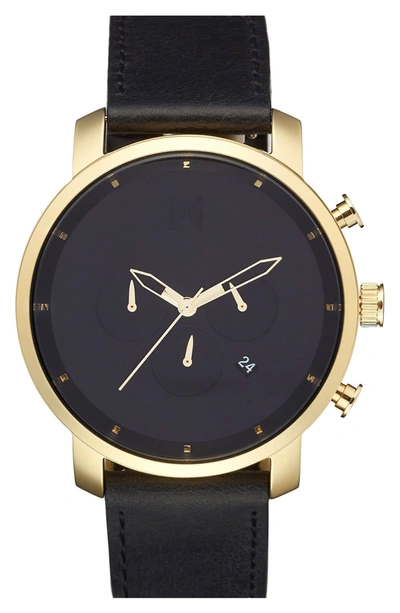 Mvmt Men's Chronograph Gold Black Leather Strap Watch 45mm In Black/ Gold/ Black