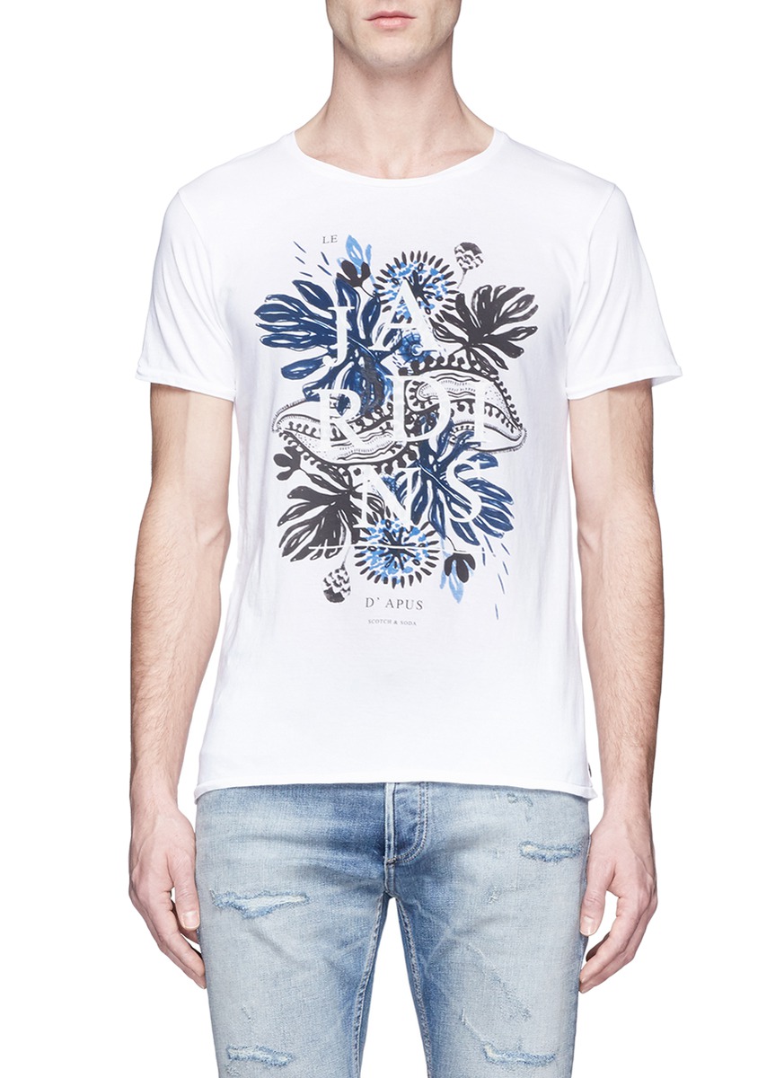 Scotch & Soda Tropical Floral Print Cotton T-shirt | ModeSens