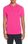 Fred Perry Twin Tipped Slim Fit Polo In Modern Pink