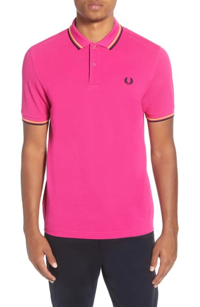 Fred Perry Twin Tipped Slim Fit Polo In Modern Pink