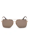 Tom Ford Lionel 60mm Navigator Sunglasses In Dark Havana/ Roviex