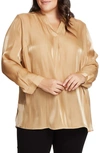 Vince Camuto Iridescent Henley Tunic In Latte