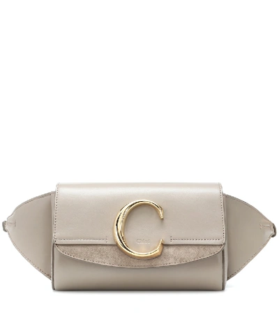 Chloé C Leather Convertible Belt Bag In Grey