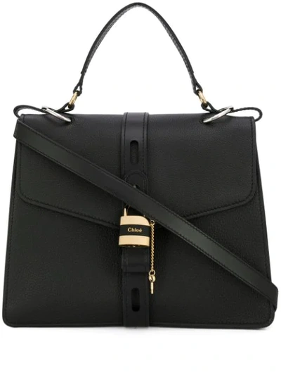 Chloé Large Aby Leather Shoulder Bag In Black