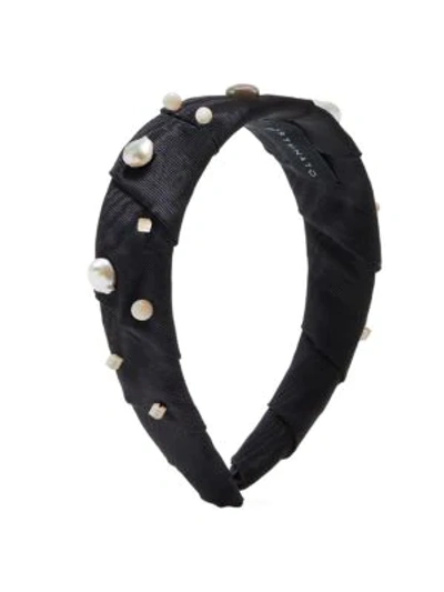 Lizzie Fortunato 11-12mm Baroque Pearl-studded Headband In Black