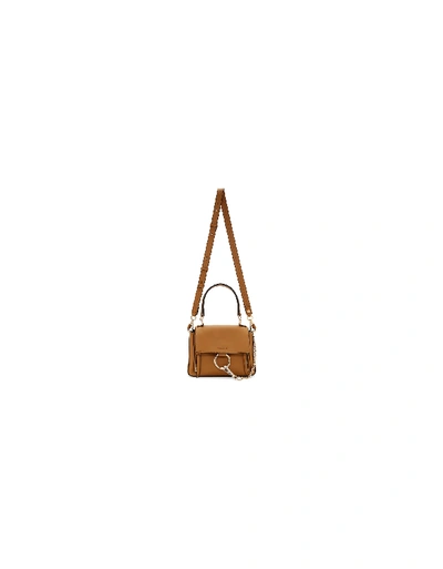 Chloé Mini Faye Day Leather Crossbody Bag In Autumnal Brown