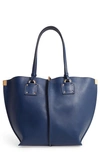 Chloé Vick Leather Tote In Captive Blue