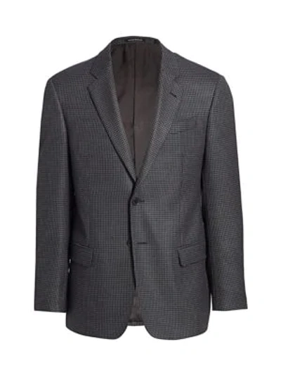 Emporio Armani Textured Wool-blend Stretch Sportcoat In Black