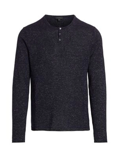 Saks Fifth Avenue Collection Speckled Long Sleeve Henley In Navy