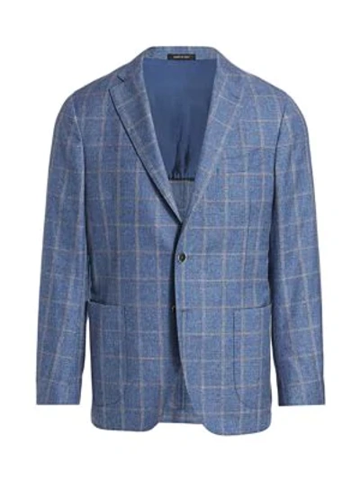 Saks Fifth Avenue Collection Windowpane Check Sport Jacket In Light Blue