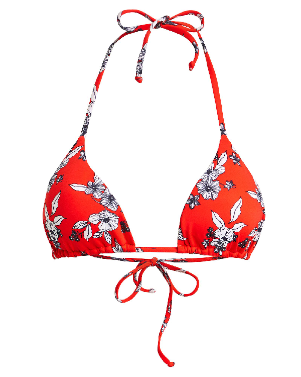 Veronica Beard Cala Triangle Bikini Top In Red/floral | ModeSens