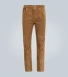Saint Laurent Men's Skinny 5-pocket Suede Jeans In Camel