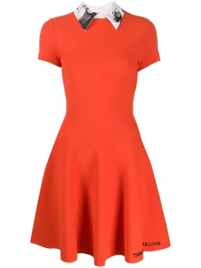 Valentino More Love Minidress With Graphic Removable Collar In Orange