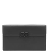 Valentino Garavani Vsling Large Grain Zip Pouch Bag In Black